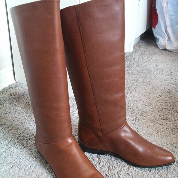 Vintage 100% leather saddle brown women's knee-high equestrian boots size 8.5 - Picture 13 of 14